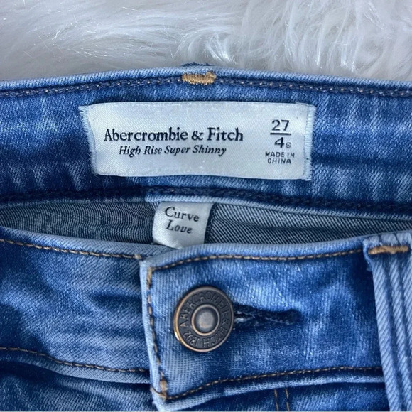 Abercrombie & Fitch High Rise Super Skinny Curve Love Jeans Size 27 / 4 Short - Picture 5 of 7